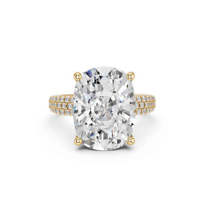 CUSHION RING WITH HIDDEN HALO AND PAVE BAND