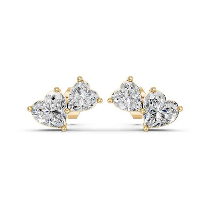 HEART TWO STONE EARRING