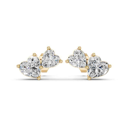HEART TWO STONE EARRING
