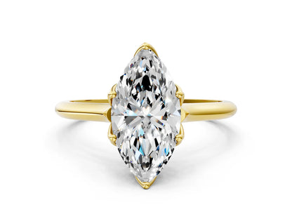 Marquise Cut Lab Diamond Solitaire Ring with Flower Prong Setting and Classic Band| D VS1