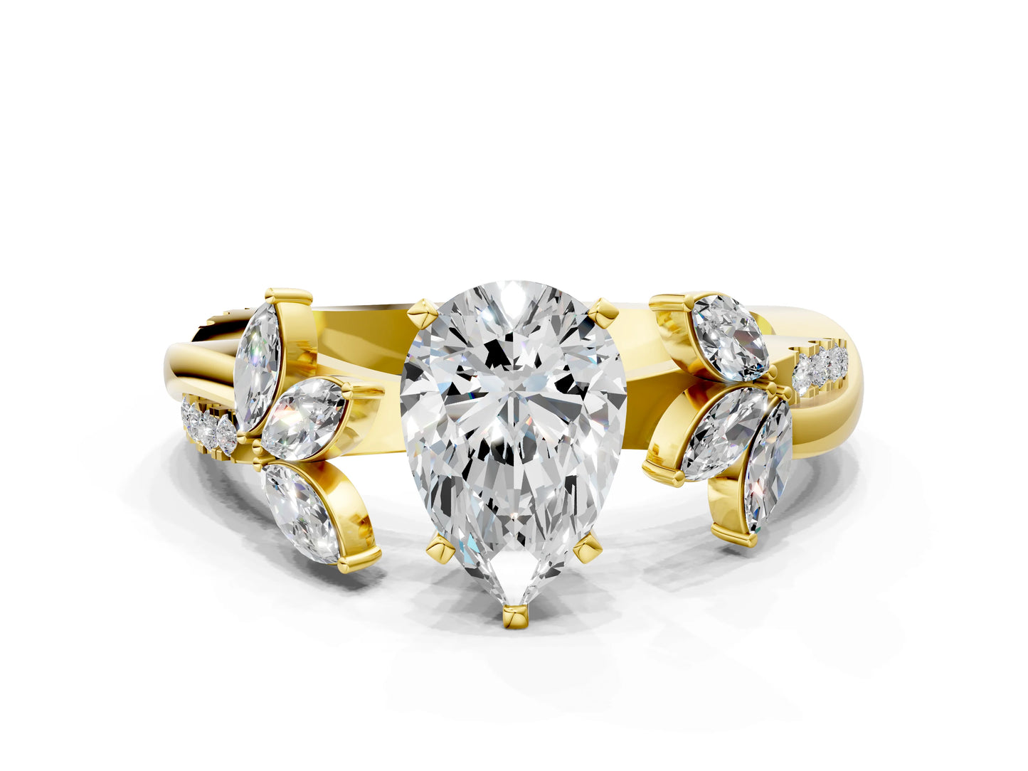 PEAR FLORAL NATURE INSPIRED CHANNEL RING - M&D Signature Jewels