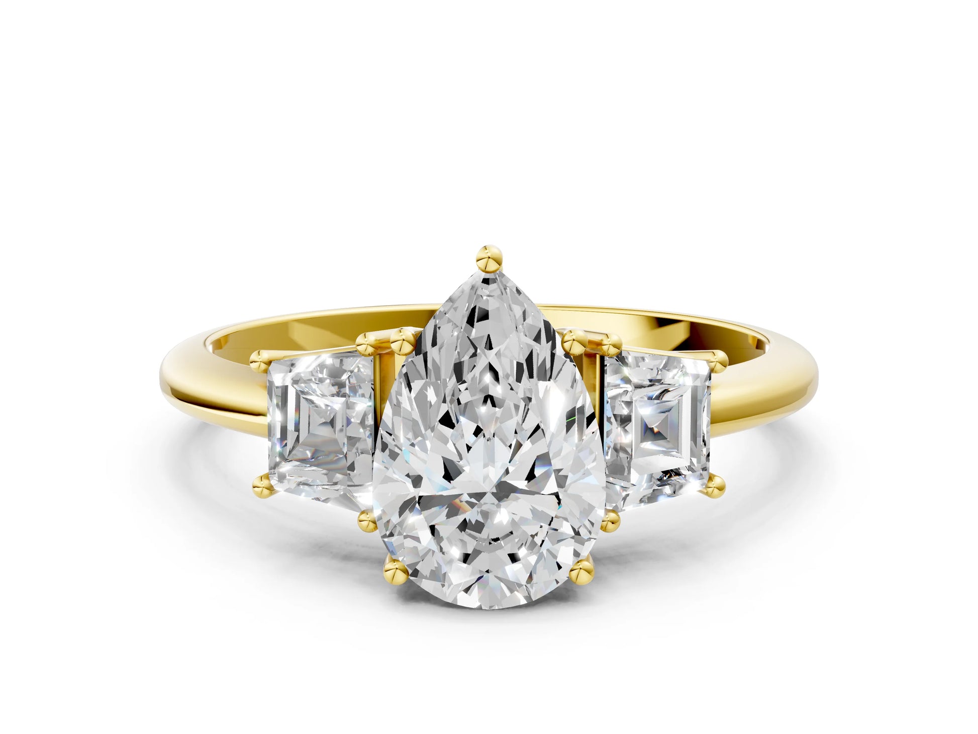 PEAR TRAPAZOID 3 STONE RING - M&D Signature Jewels