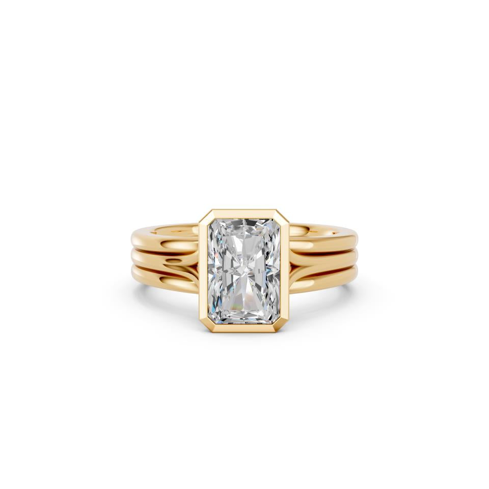 RADIANT BEZEL THREE ROW RING