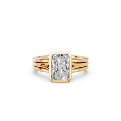 RADIANT BEZEL THREE ROW RING