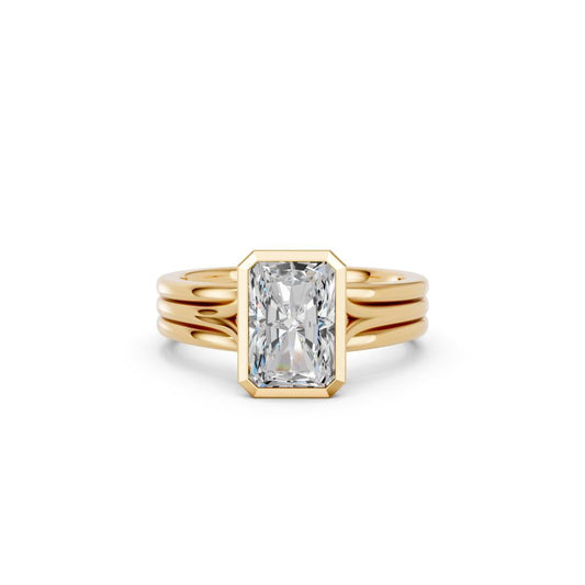 RADIANT BEZEL THREE ROW RING