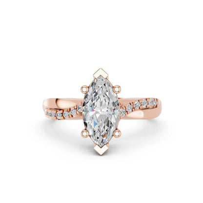 MARQUISE RING WITH TWISTED PAVE BAND