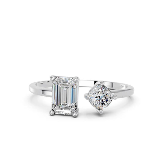 EMERALD & CUSHION TOI MOI RING