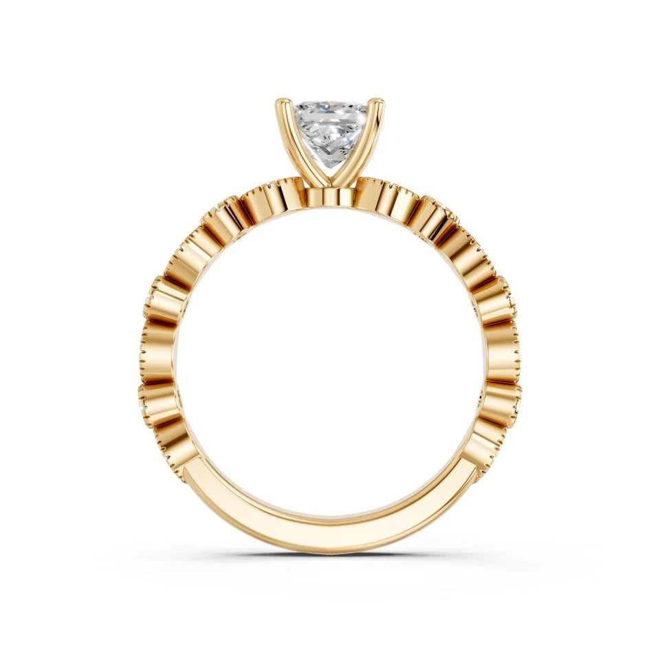Princess Cut Lab Diamond with vintage milgrain band | D VS1