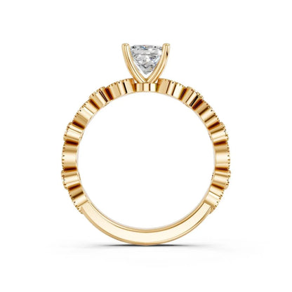 Princess Cut Lab Diamond with vintage milgrain band | D VS1