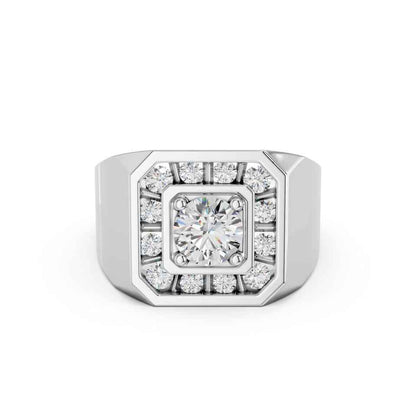 ROUND HALO MENS RING