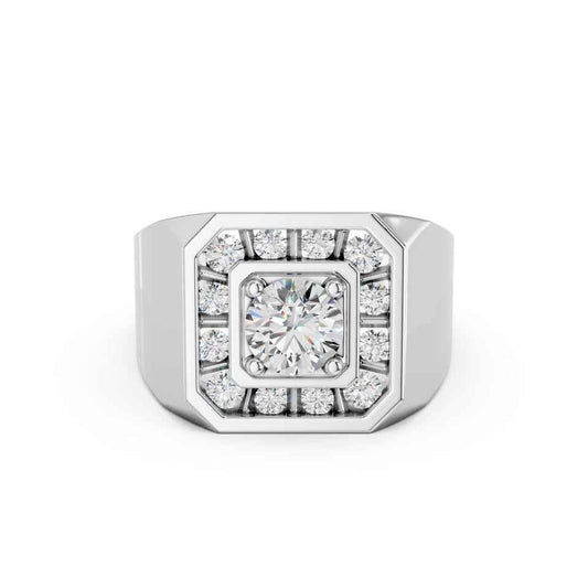 ROUND HALO MENS RING