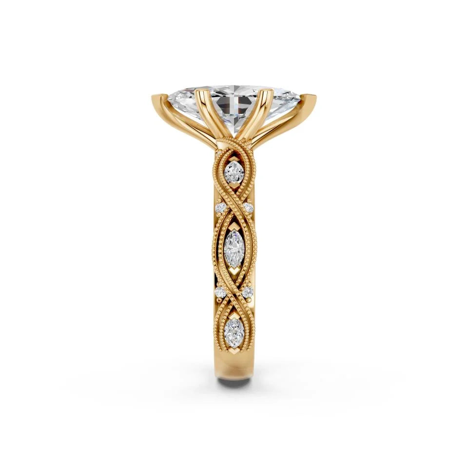 Marquise Cut Lab Diamond with vintage pave band | D VS1