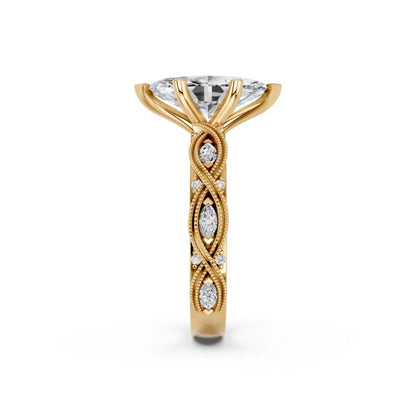 Marquise Cut Lab Diamond with vintage pave band | D VS1