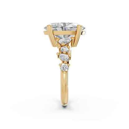 Oval Cut Lab Grown Diamond Engagement Ring with pear and round side stones| D VS1