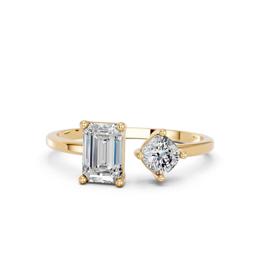 EMERALD & CUSHION TOI MOI RING