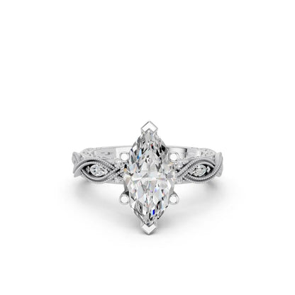 Marquise Cut Lab Diamond with vintage pave band | D VS1