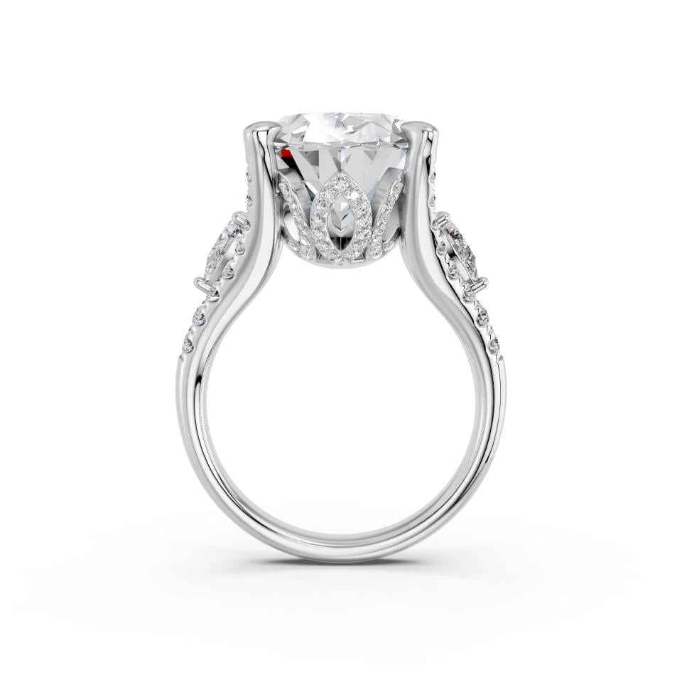 OVAL FANCY RING WITH HIDDEN HALO AND PAVE BAND