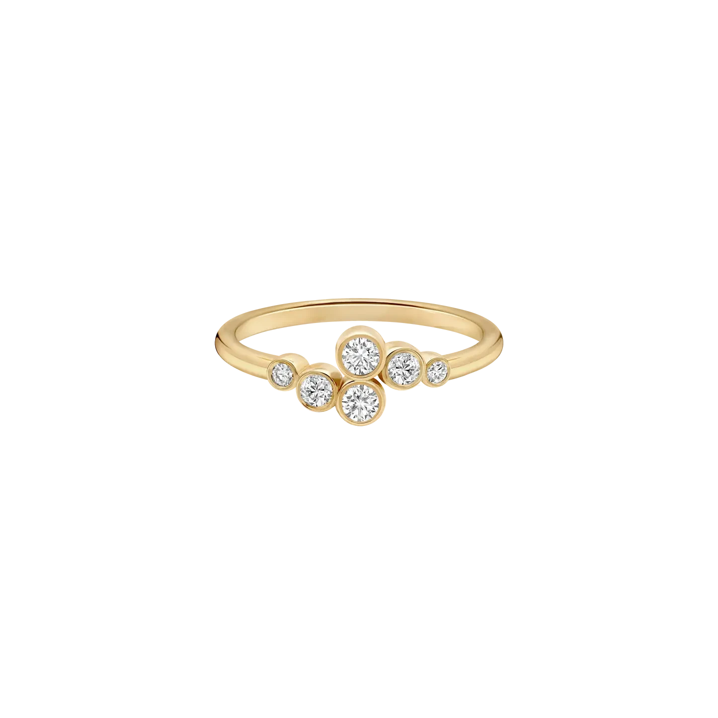 BEZEL SET 6 ROUND LAB DIAMOND CURVED WEDDING BAND