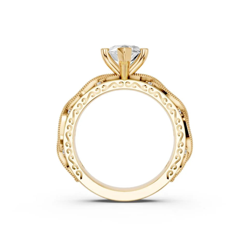 Marquise Cut Lab Diamond with vintage pave band | D VS1