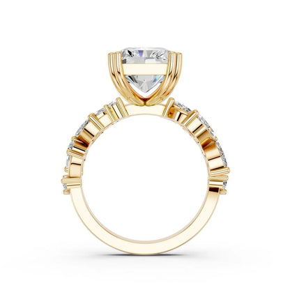 Radiant Cut Lab Diamond with marquise and round as floral side stones | D VS1