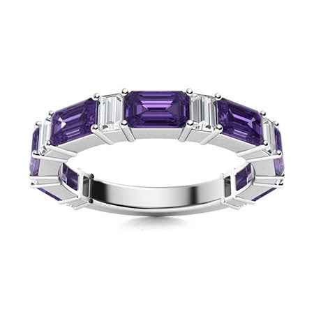 Amethyst and VS Diamond Wedding Ring