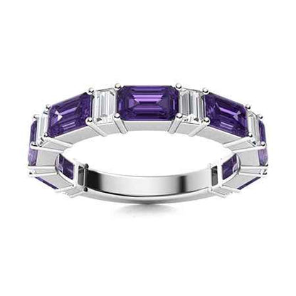 Amethyst and VS Diamond Wedding Ring