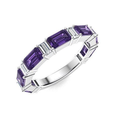 Amethyst and VS Diamond Wedding Ring