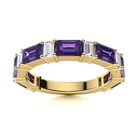 Amethyst and VS Diamond Wedding Ring