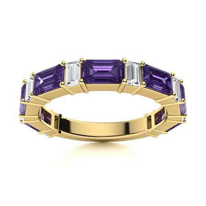 Amethyst and VS Diamond Wedding Ring