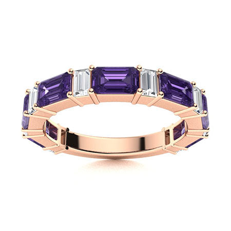 Amethyst and VS Diamond Wedding Ring
