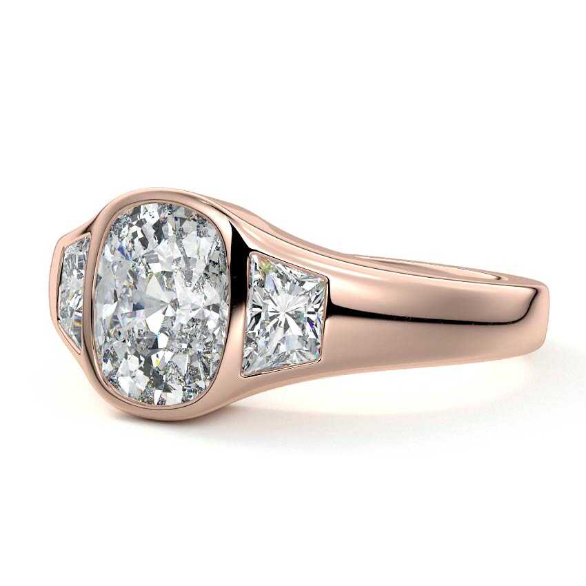 CUSHION 3 STONE RING - M&D Signature Jewels