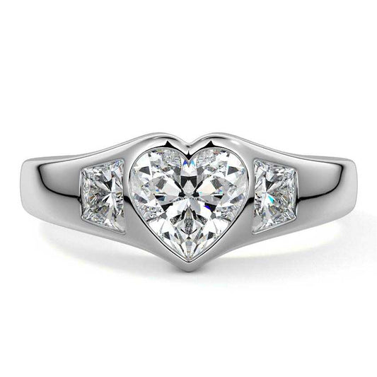 HEART 3 STONE RING