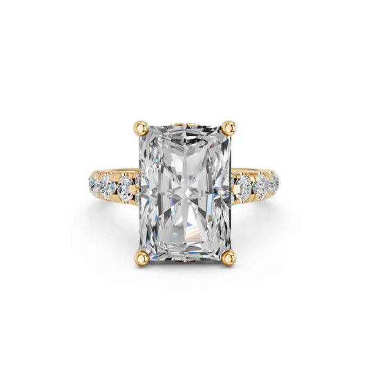 RADIANT RING WITH HIDDEN HALO AND PAVE BAND