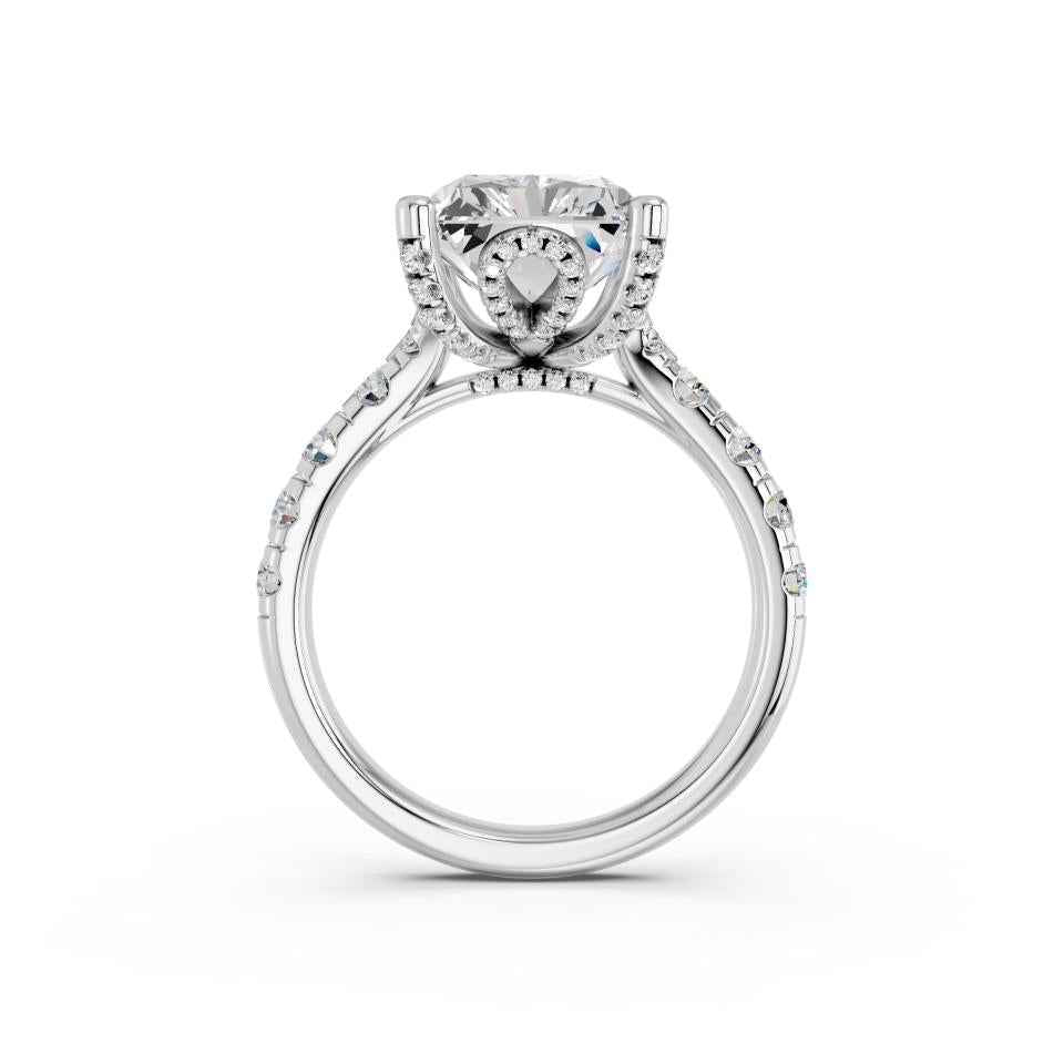RADIANT RING WITH HIDDEN HALO AND PAVE BAND