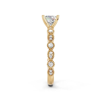 Princess Cut Lab Diamond with vintage milgrain band | D VS1