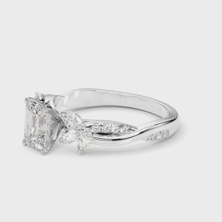 EMERALAD FLORAL NATURE INSPIRED CHANNEL RING