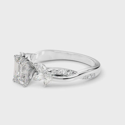 EMERALAD FLORAL NATURE INSPIRED CHANNEL RING