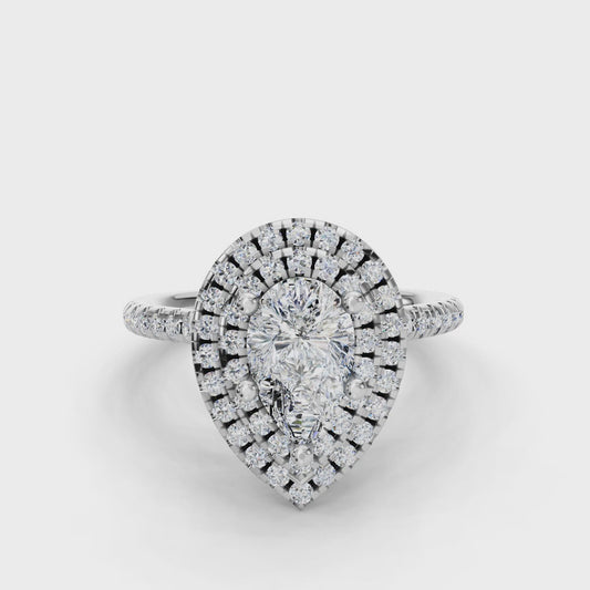 PEAR HALO WITH PAVE RING
