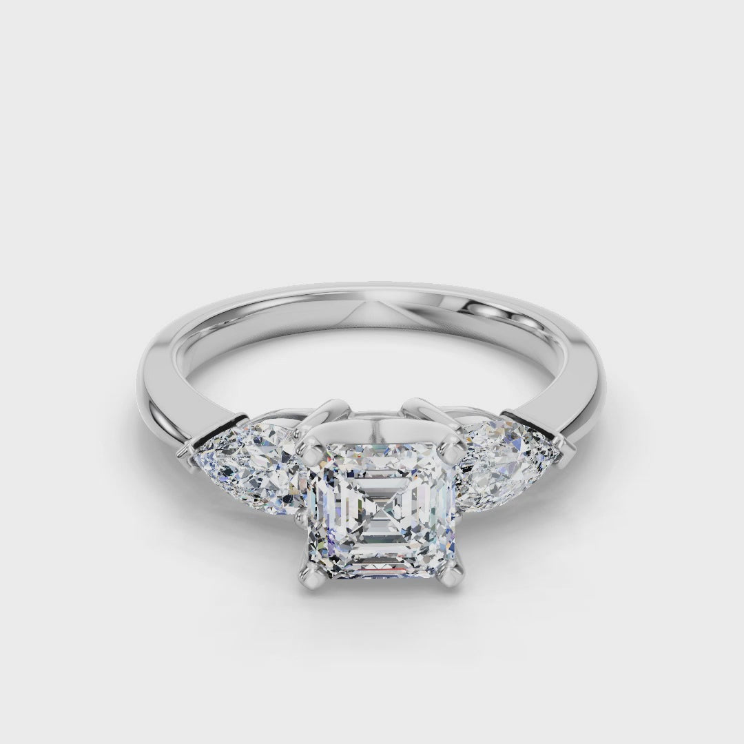 ASSCHER 3 STONE RING