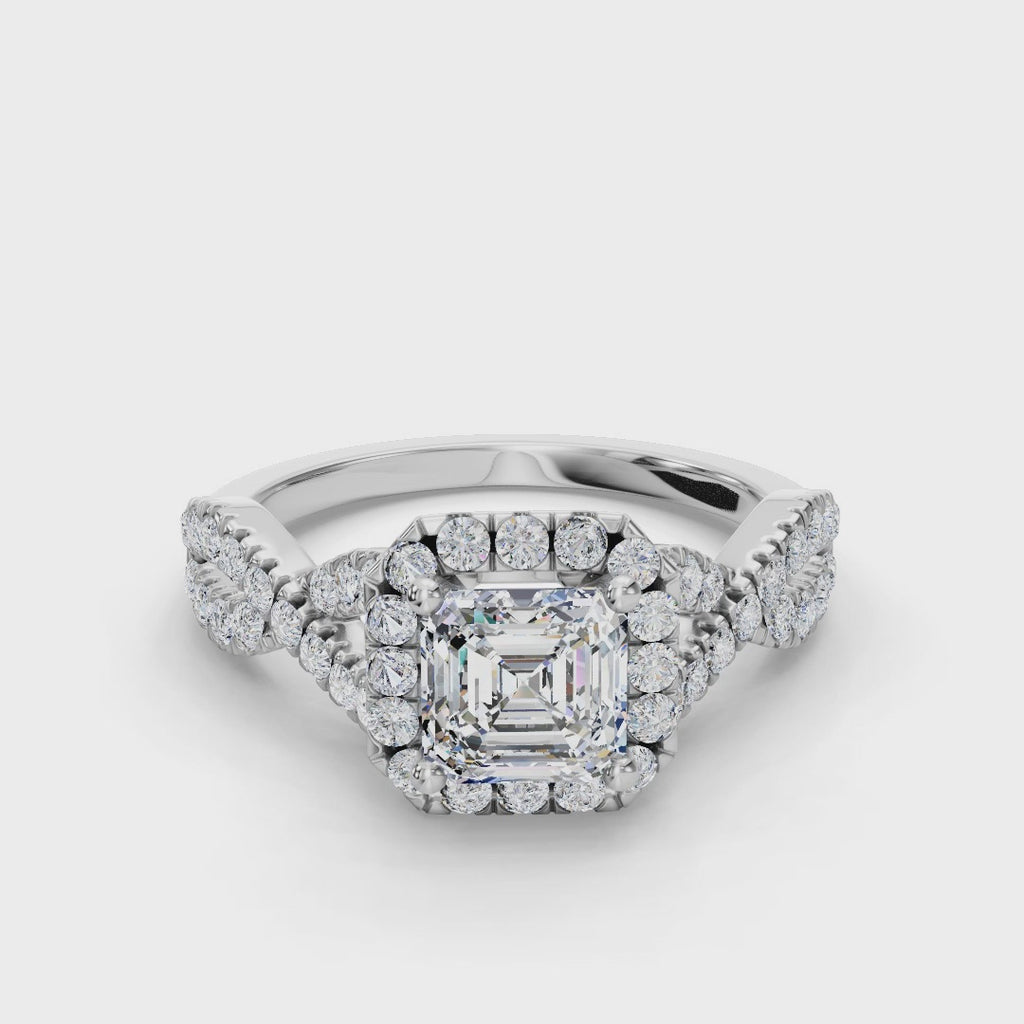 ASSCHER NATURE INSPIRED HALO RING