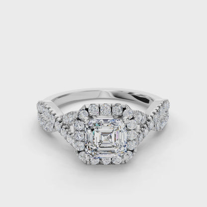 ASSCHER NATURE INSPIRED HALO RING