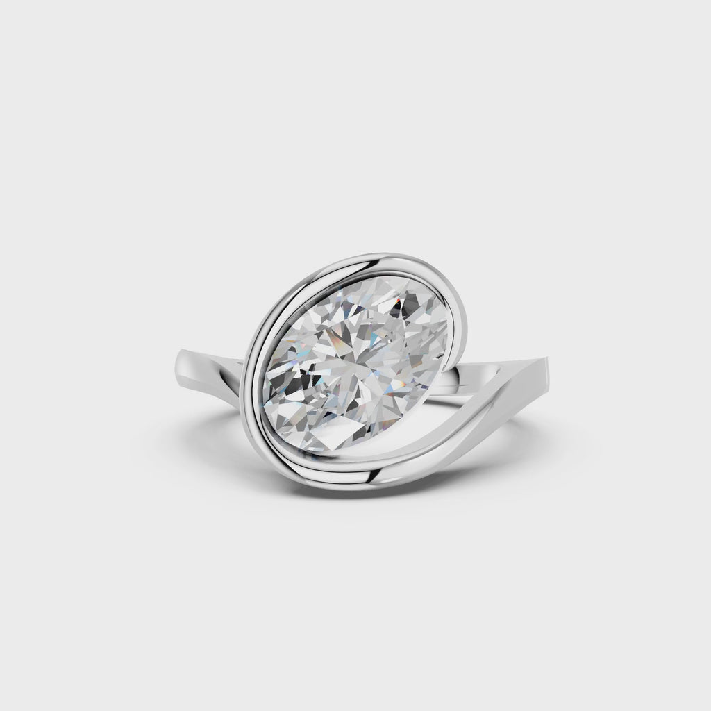 OVAL WAVE SOLITAIRE RING