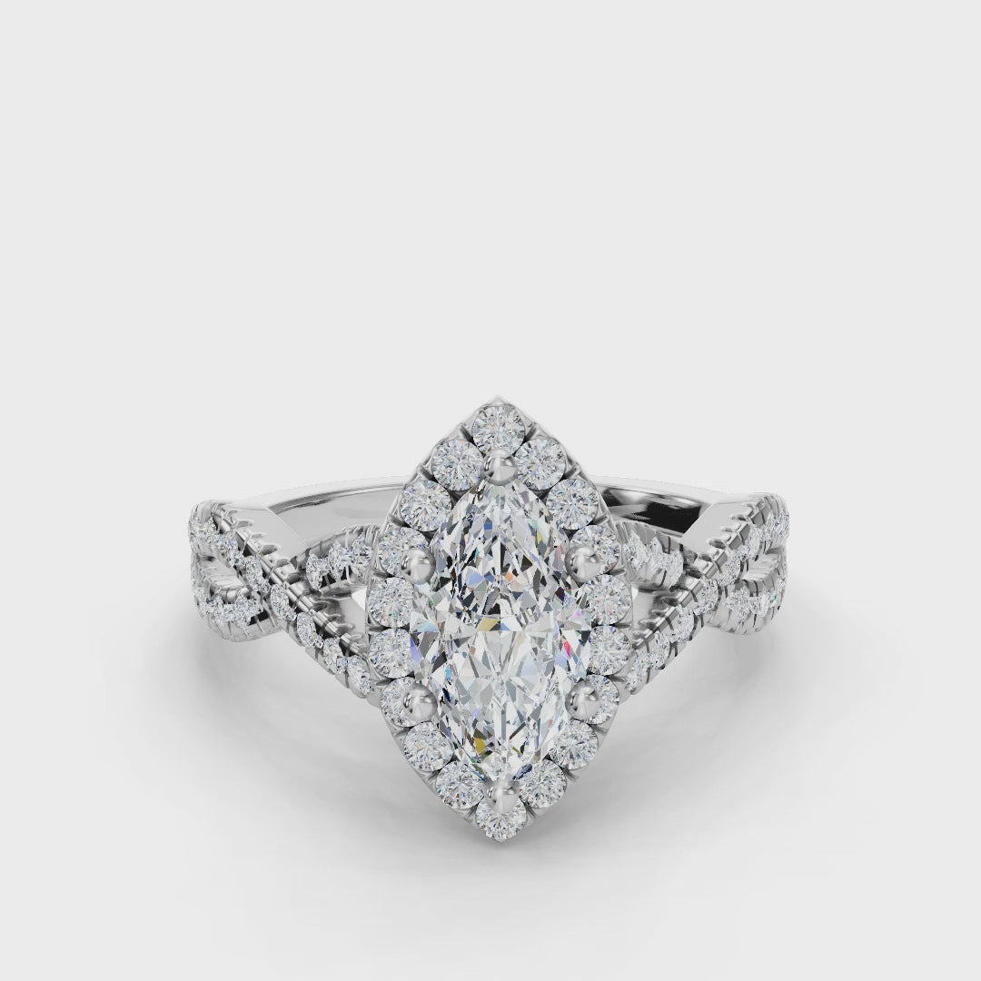 MARQUISE NATURE INSPIRED HALO RING