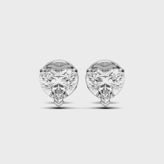 HEART 3 PRONG BASKET EARRINGS
