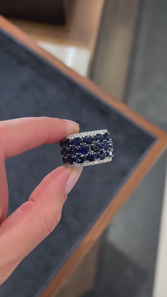BLUE SAPPHIRE MULTI ROW BAND