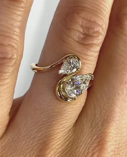 PEAR TWO STONE RING