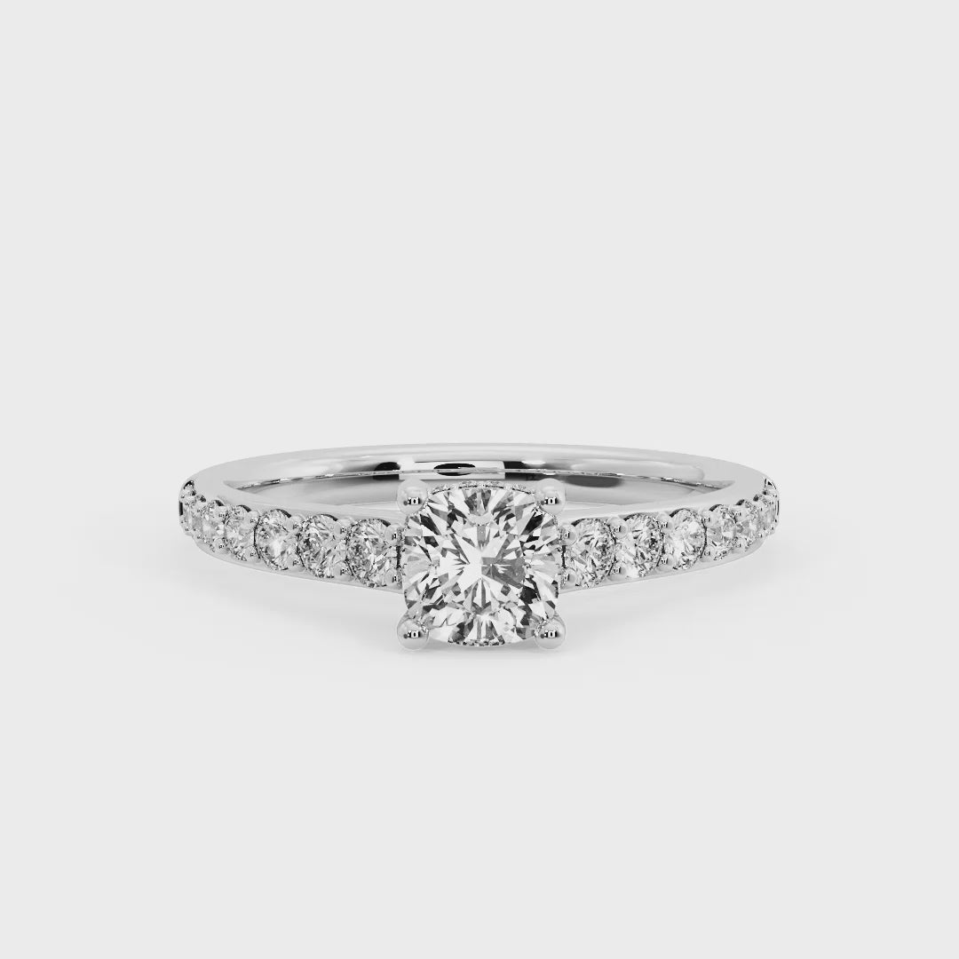CUSHION PAVE WITH HIDDEN HALO RING