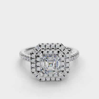 ASSCHER HALO WITH PAVE RING