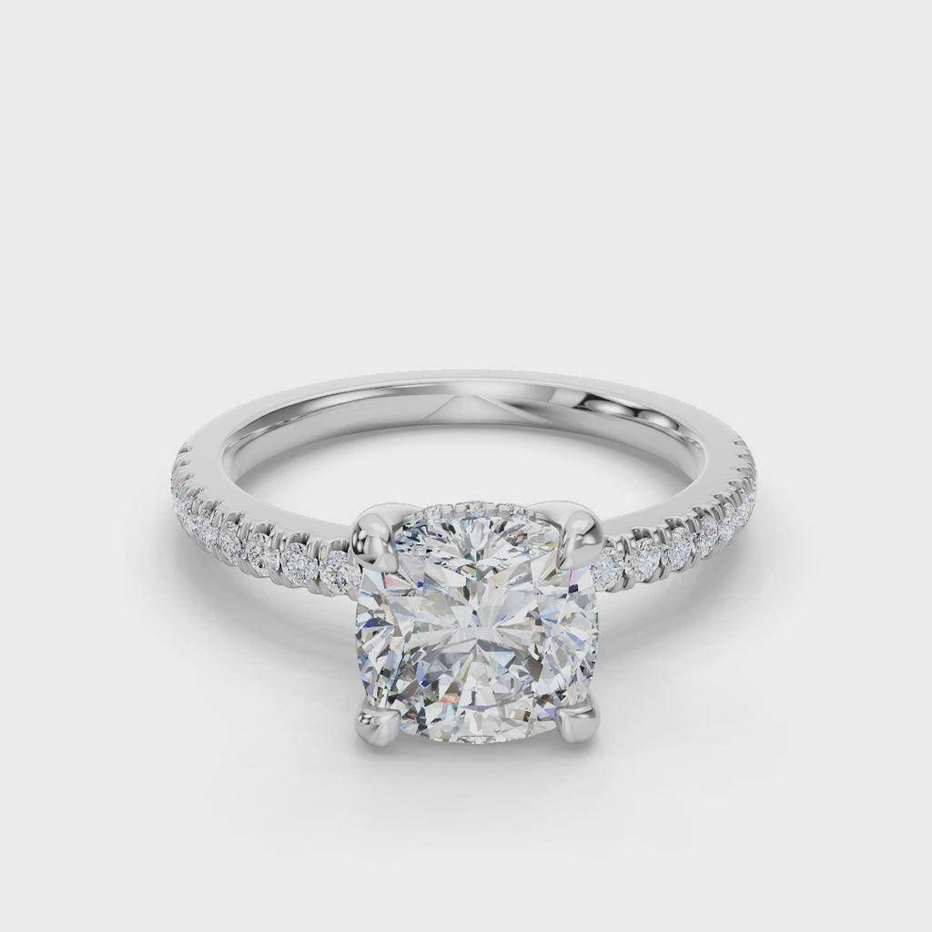 CUSHION PAVE WITH HIDDEN HALO RING