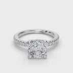 CUSHION PAVE WITH HIDDEN HALO RING
